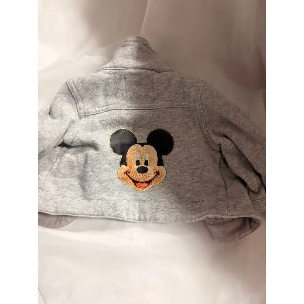 Gymboree Mickey Mouse Jacket Grey Gray Infant Toddler 6-12 Mths Custom Design
